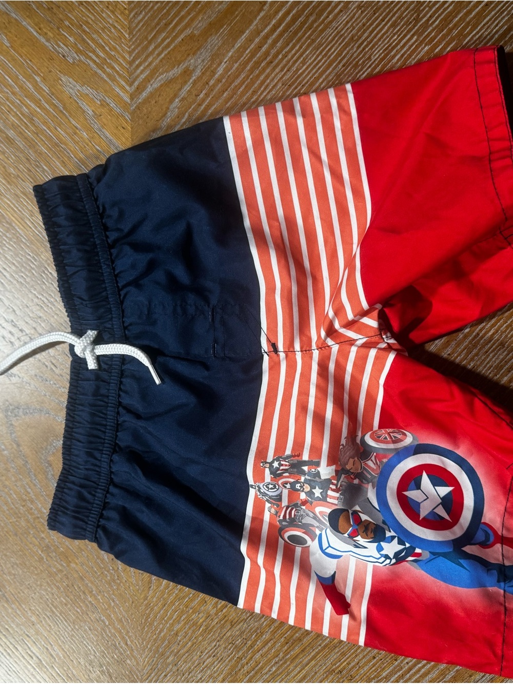 Kids Red & Navy Captain America Swim Shorts